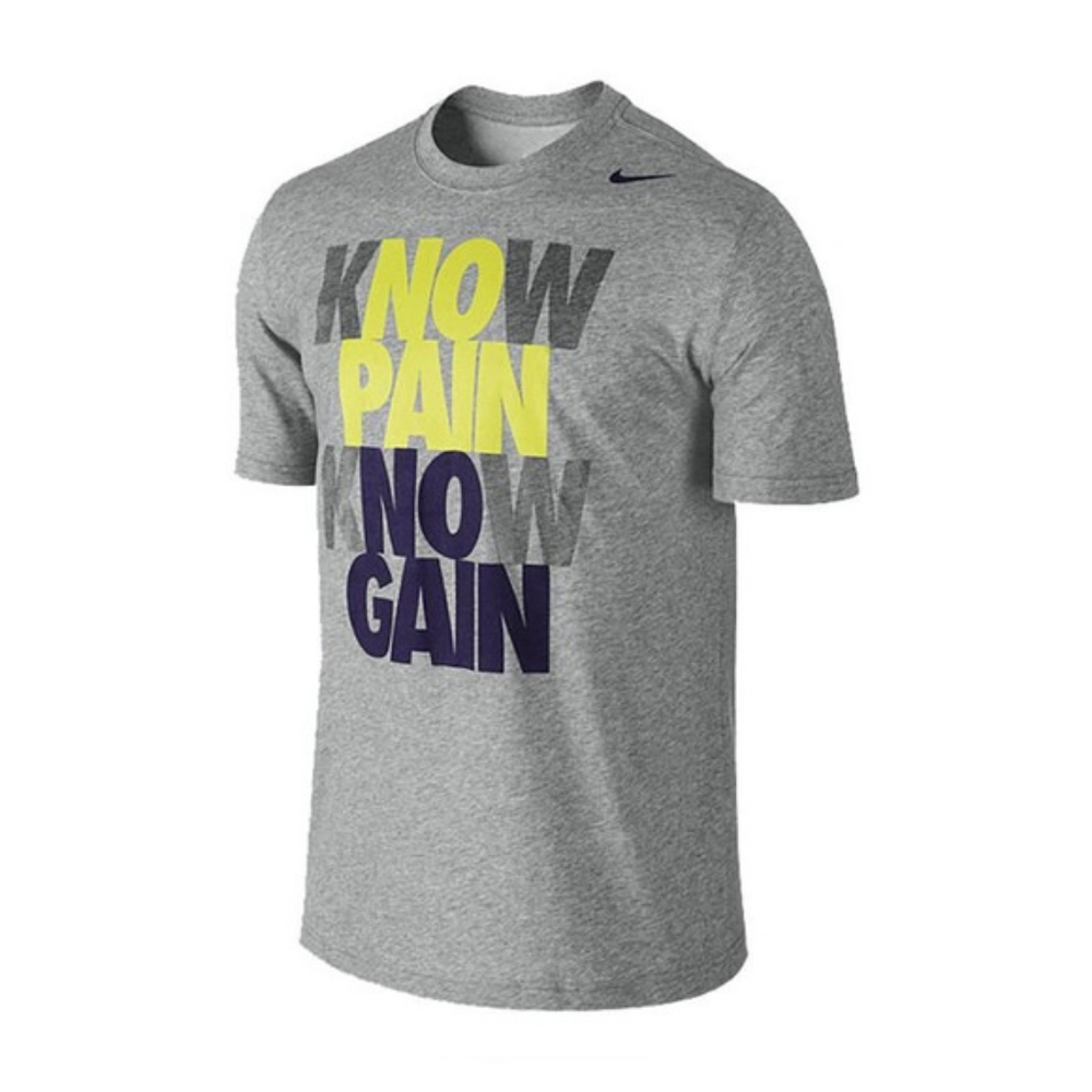 NIKE 💛 Know Pain No gain dri fit yellow navy tee 🆓🆓🆓FREEW/$25❣️